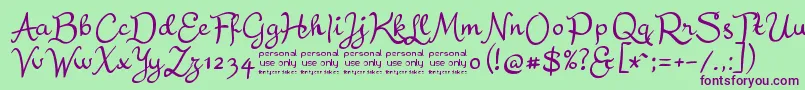 Residual25p Font – Purple Fonts on Green Background
