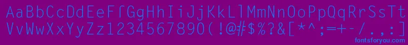 Fonte Lettergothic – fontes azuis em um fundo violeta