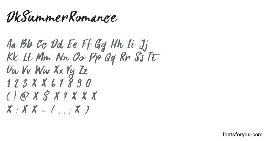 Czcionka DkSummerRomance – alfabet, cyfry, specjalne znaki
