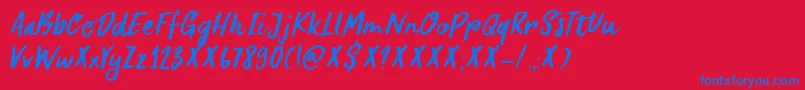 DkSummerRomance Font – Blue Fonts on Red Background