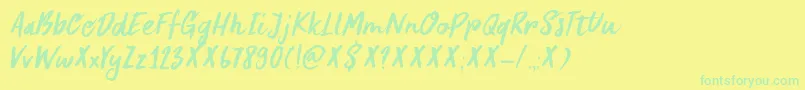 Czcionka DkSummerRomance – zielone czcionki na żółtym tle