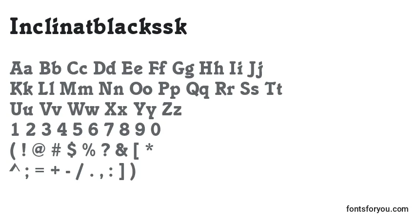 Czcionka Inclinatblackssk – alfabet, cyfry, specjalne znaki