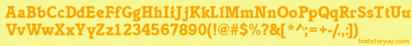 Inclinatblackssk-Schriftart – Orangefarbene Schriften auf gelbem Hintergrund