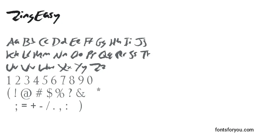 A fonte ZingEasy – alfabeto, números, caracteres especiais