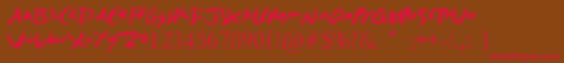 フォントZingEasy – 赤い文字が茶色の背景にあります。