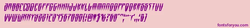 Swordtoothital-Schriftart – Violette Schriften auf rosa Hintergrund