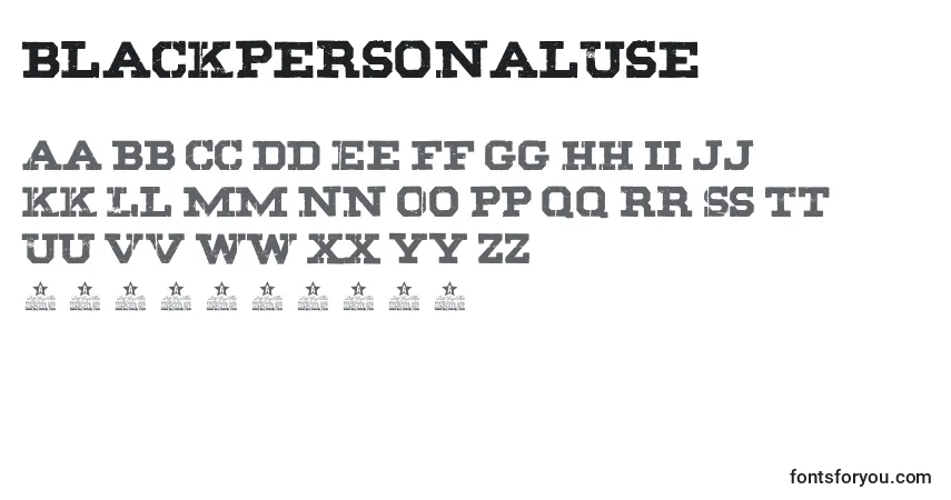 A fonte BlackPersonalUse – alfabeto, números, caracteres especiais