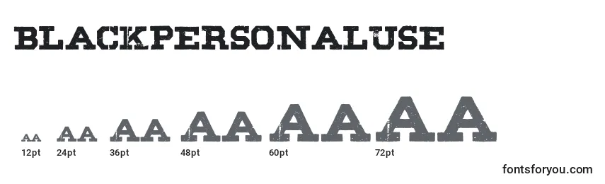 BlackPersonalUse Font Sizes