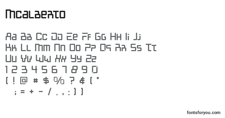 Mcalberto-fontti – aakkoset, numerot, erikoismerkit