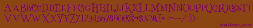 Halloweninline-Schriftart – Violette Schriften auf braunem Hintergrund