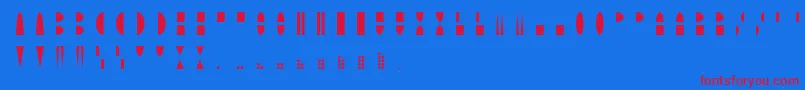 MoonblockRegular-Schriftart – Rote Schriften auf blauem Hintergrund