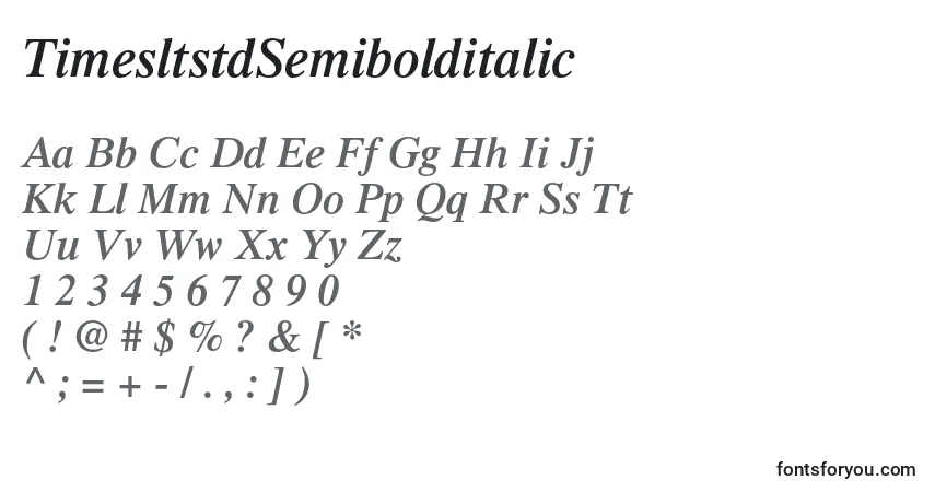 Fuente TimesltstdSemibolditalic - alfabeto, números, caracteres especiales
