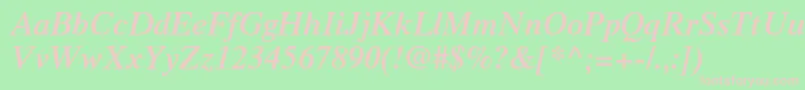 TimesltstdSemibolditalic Font – Pink Fonts on Green Background