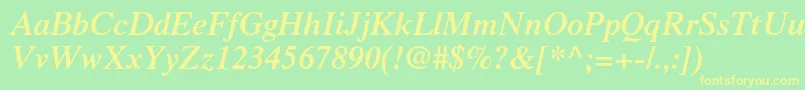 TimesltstdSemibolditalic Font – Yellow Fonts on Green Background