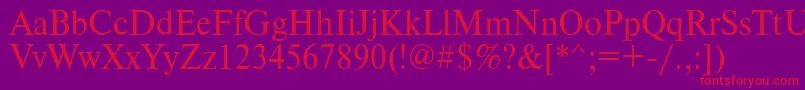 Timeset95n Font – Red Fonts on Purple Background