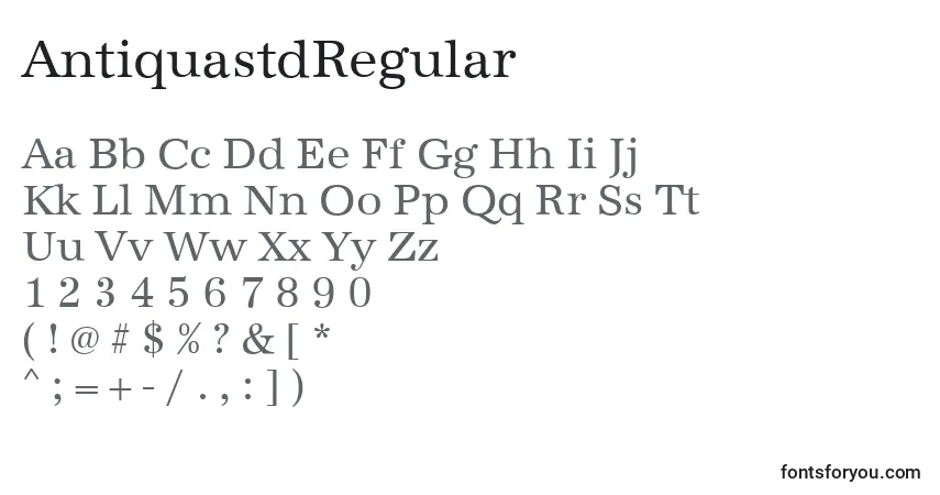 Fuente AntiquastdRegular - alfabeto, números, caracteres especiales