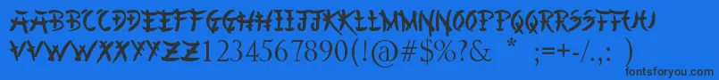 ChineseAsianStyle Font – Black Fonts on Blue Background