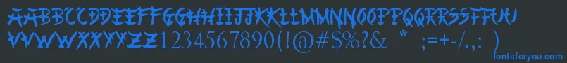 ChineseAsianStyle-Schriftart – Blaue Schriften auf schwarzem Hintergrund