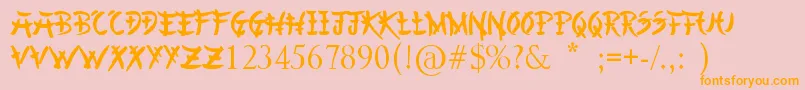 ChineseAsianStyle-fontti – oranssit fontit vaaleanpunaisella taustalla