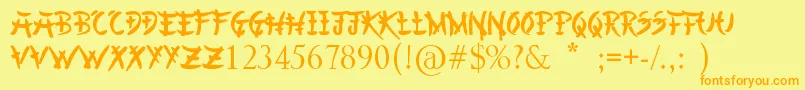 ChineseAsianStyle-fontti – oranssit fontit keltaisella taustalla