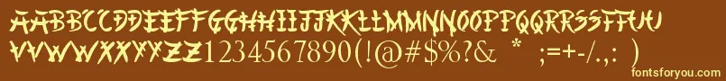 Шрифт ChineseAsianStyle – жёлтые шрифты на коричневом фоне