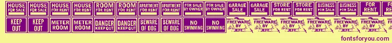 AllPurposeSignsJl Font – Purple Fonts on Yellow Background