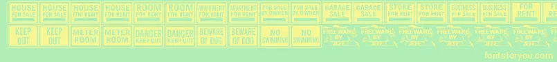 AllPurposeSignsJl-Schriftart – Gelbe Schriften auf grünem Hintergrund