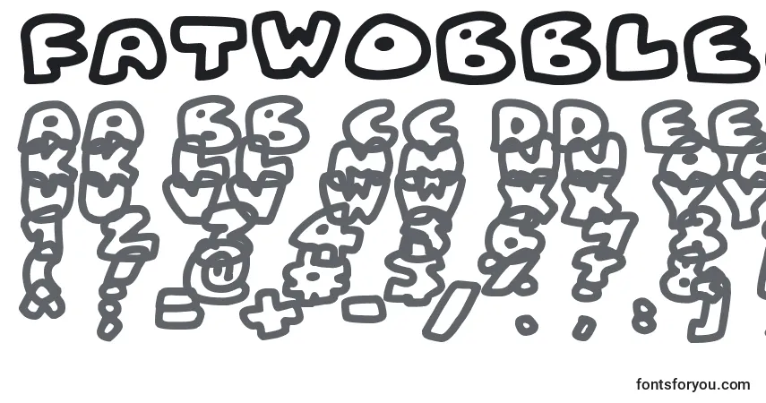 Schriftart FatWobbleOutlines – Alphabet, Zahlen, spezielle Symbole