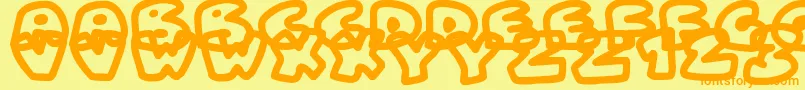 FatWobbleOutlines Font – Orange Fonts on Yellow Background