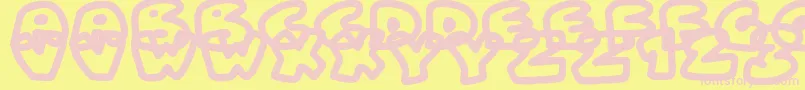 FatWobbleOutlines Font – Pink Fonts on Yellow Background