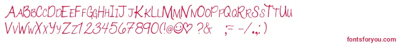 003KatieCaps Font – Red Fonts on White Background