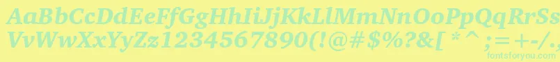 CharterblackcItalic Font – Green Fonts on Yellow Background