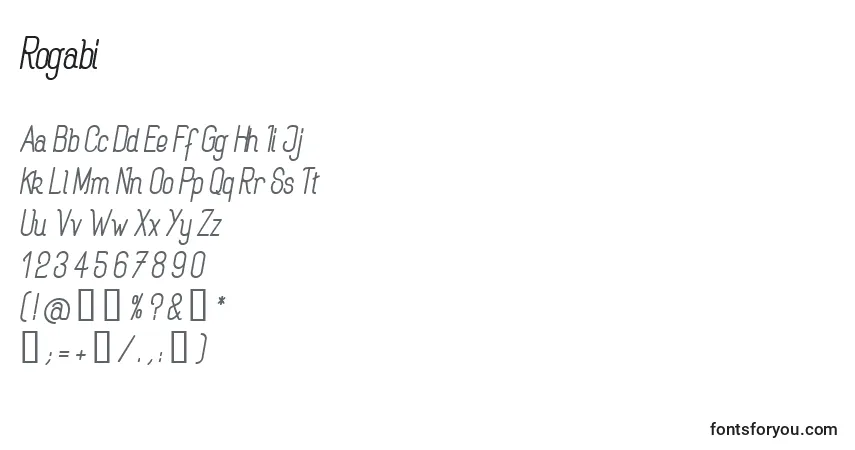 Schriftart Rogabi – Alphabet, Zahlen, spezielle Symbole