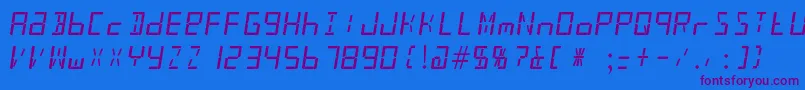 Taximeter-Schriftart – Violette Schriften auf blauem Hintergrund