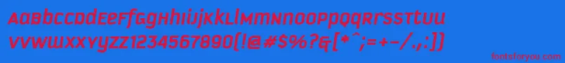 KautivaUniBoldItalic Font – Red Fonts on Blue Background