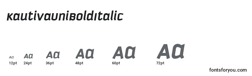 Размеры шрифта KautivaUniBoldItalic