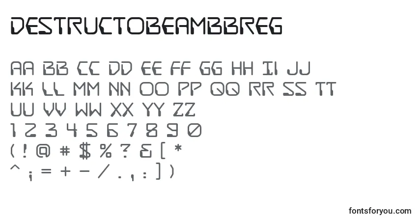 A fonte DestructobeambbReg – alfabeto, números, caracteres especiais