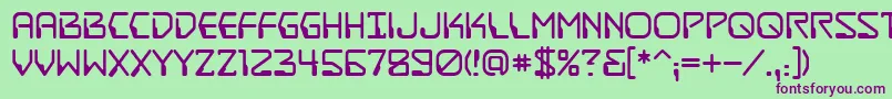 Czcionka DestructobeambbReg – fioletowe czcionki na zielonym tle