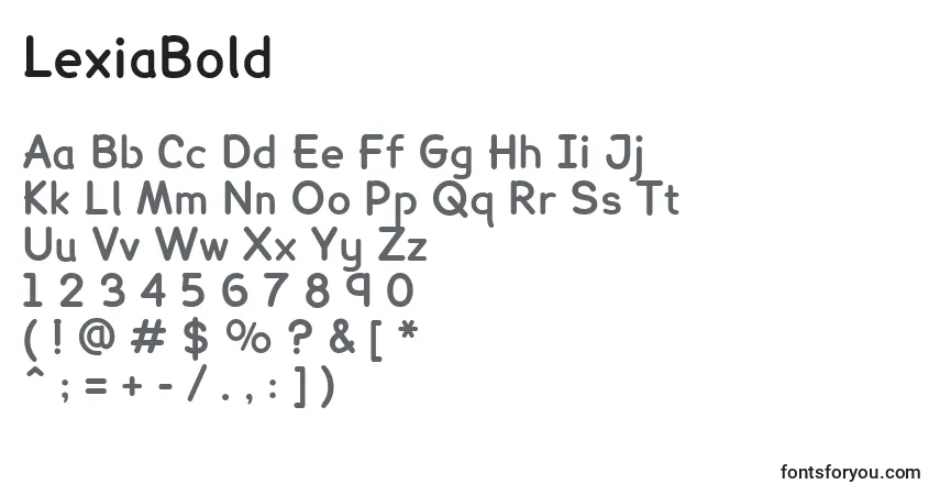 Шрифт LexiaBold – алфавит, цифры, специальные символы