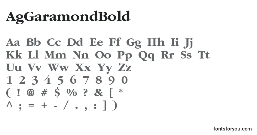 A fonte AgGaramondBold – alfabeto, números, caracteres especiais