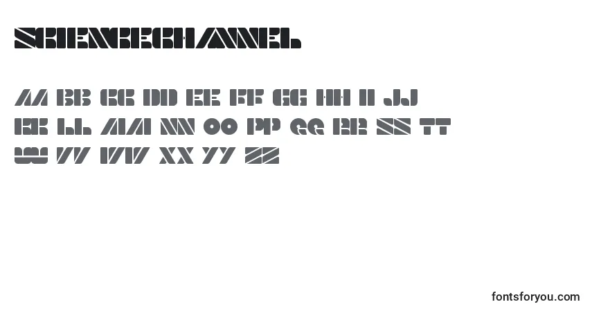 A fonte ScienceChannel – alfabeto, números, caracteres especiais