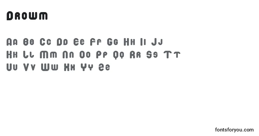 Schriftart Drowm – Alphabet, Zahlen, spezielle Symbole
