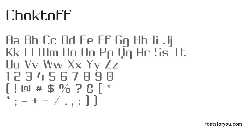 Czcionka Choktoff – alfabet, cyfry, specjalne znaki
