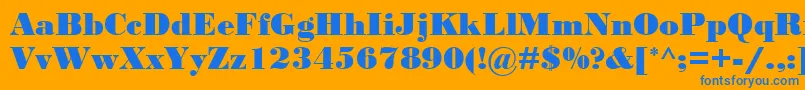 BodoniMtBlack-Schriftart – Blaue Schriften auf orangefarbenem Hintergrund