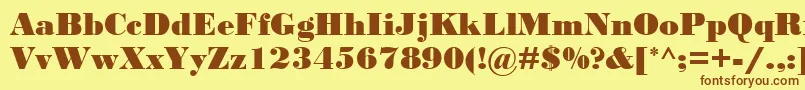 BodoniMtBlack Font – Brown Fonts on Yellow Background