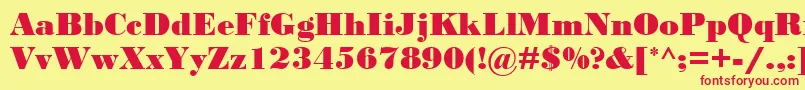 BodoniMtBlack Font – Red Fonts on Yellow Background