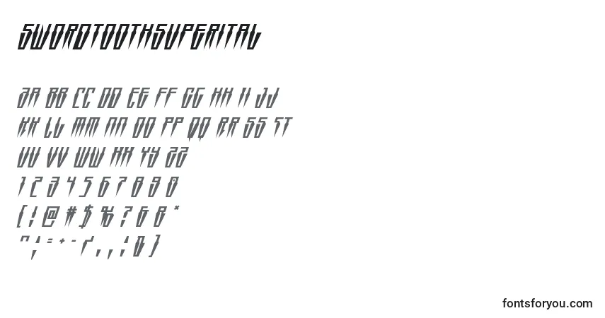 Swordtoothsuperitalフォント–アルファベット、数字、特殊文字