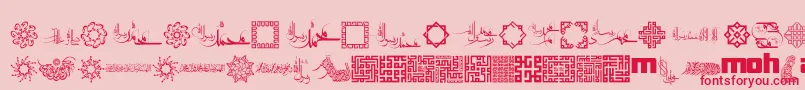 Czcionka MohammadRasoolallah – czerwone czcionki na różowym tle