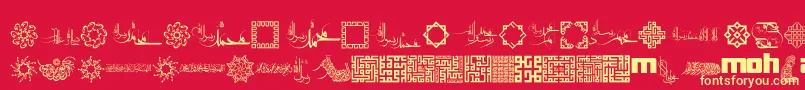 MohammadRasoolallah-fontti – keltaiset fontit punaisella taustalla