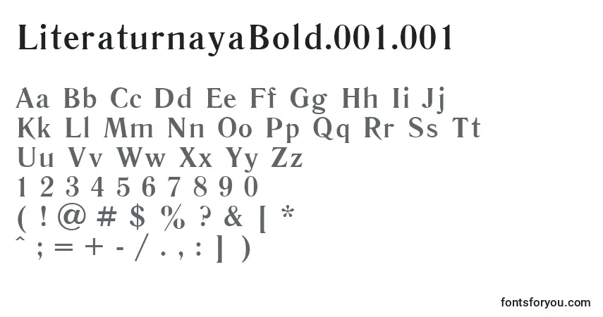 A fonte LiteraturnayaBold.001.001 – alfabeto, números, caracteres especiais